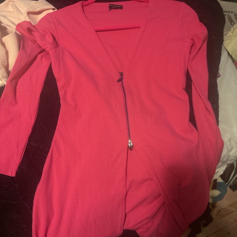 Pink Zippered Cardigan